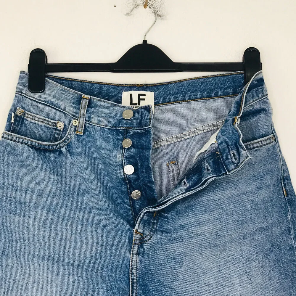 Lovers + Friends Women 28 Denim Shorts Blue Devon High Rise 90s Cut Off CC28